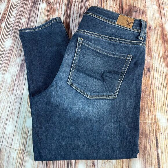 American Eagle SUPER SKINNY Womens Size 6 Mid Rise Blue Jeans Denim Pants 29x29 - Picture 1 of 11